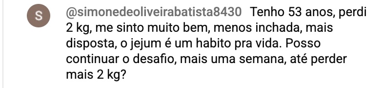 Depoimento de aluna do Seca Pança